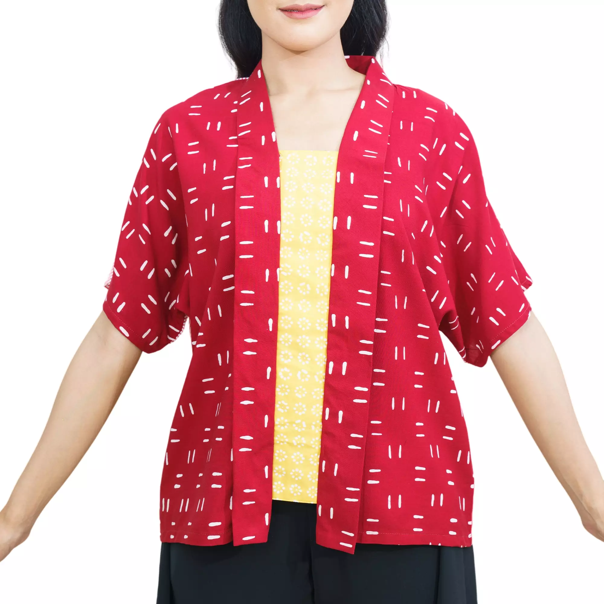 Blouse Batik Wanita - Bhatara Batik Nadia - Atasan Batik Modern Lengan Pendek