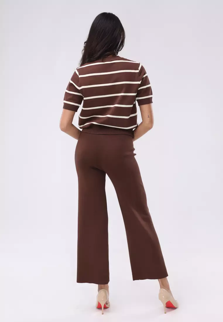 Knitted Short Sleeve Tops/Pants Terno