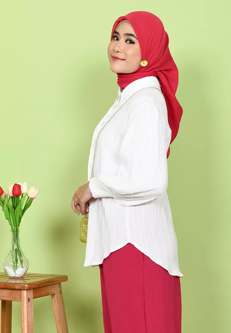 Crushy Kemeja Balon Broken White M17225 R86S4