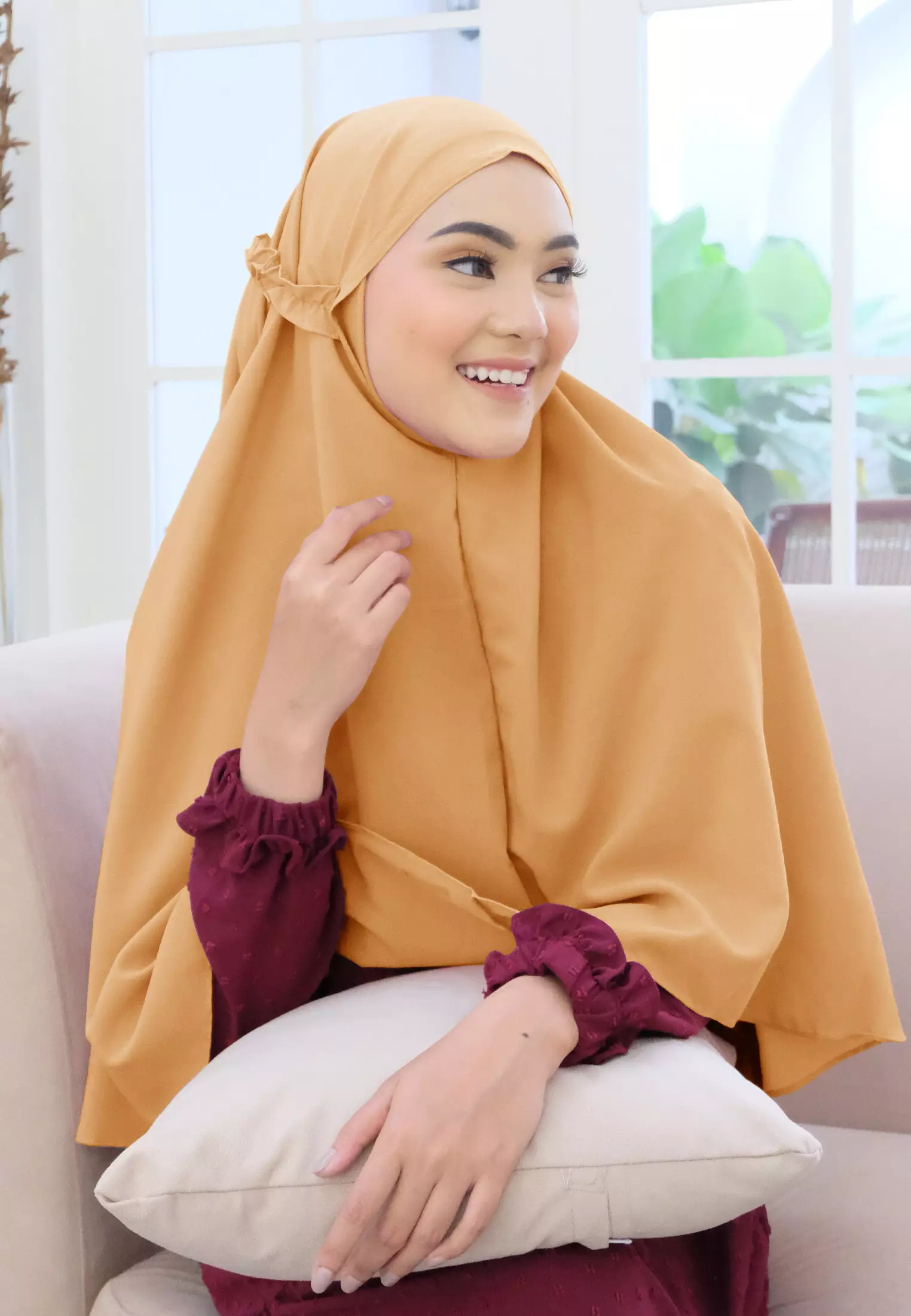 Cotton Bee - Zaylie Bergo Tali | Hijab Instan Tali Ruffle - Sunset Sand