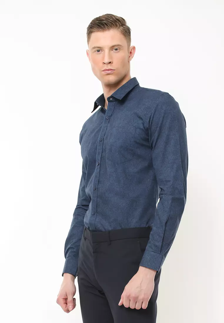 Johnwin - Slim Fit - Kemeja Formal - Polos - Biru - FSH.650.K398.787.C