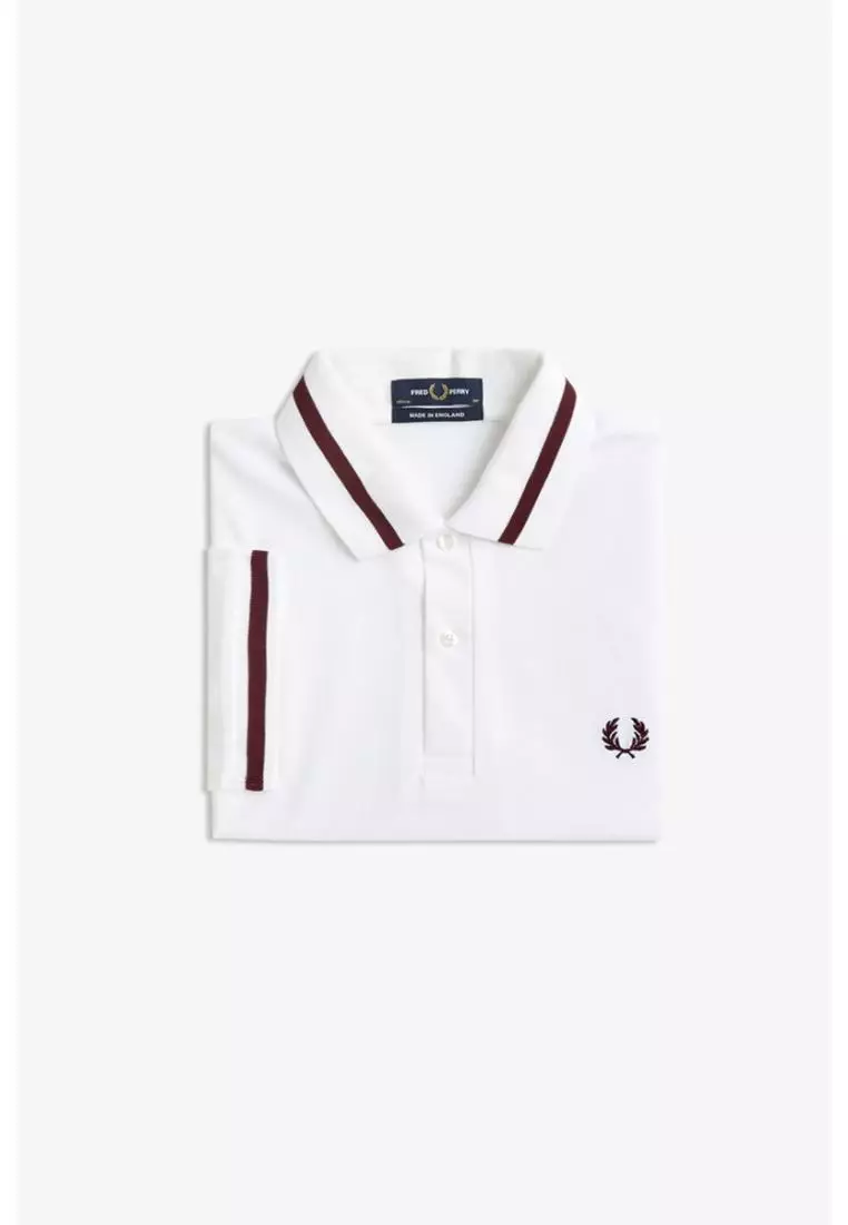 Fred Perry M2 Single Tipped Fred Perry Shirt (White / Maroon)
