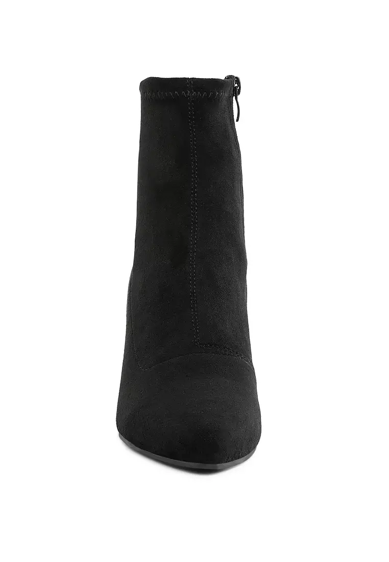 Microfiber Wedge Sock Boots in Black