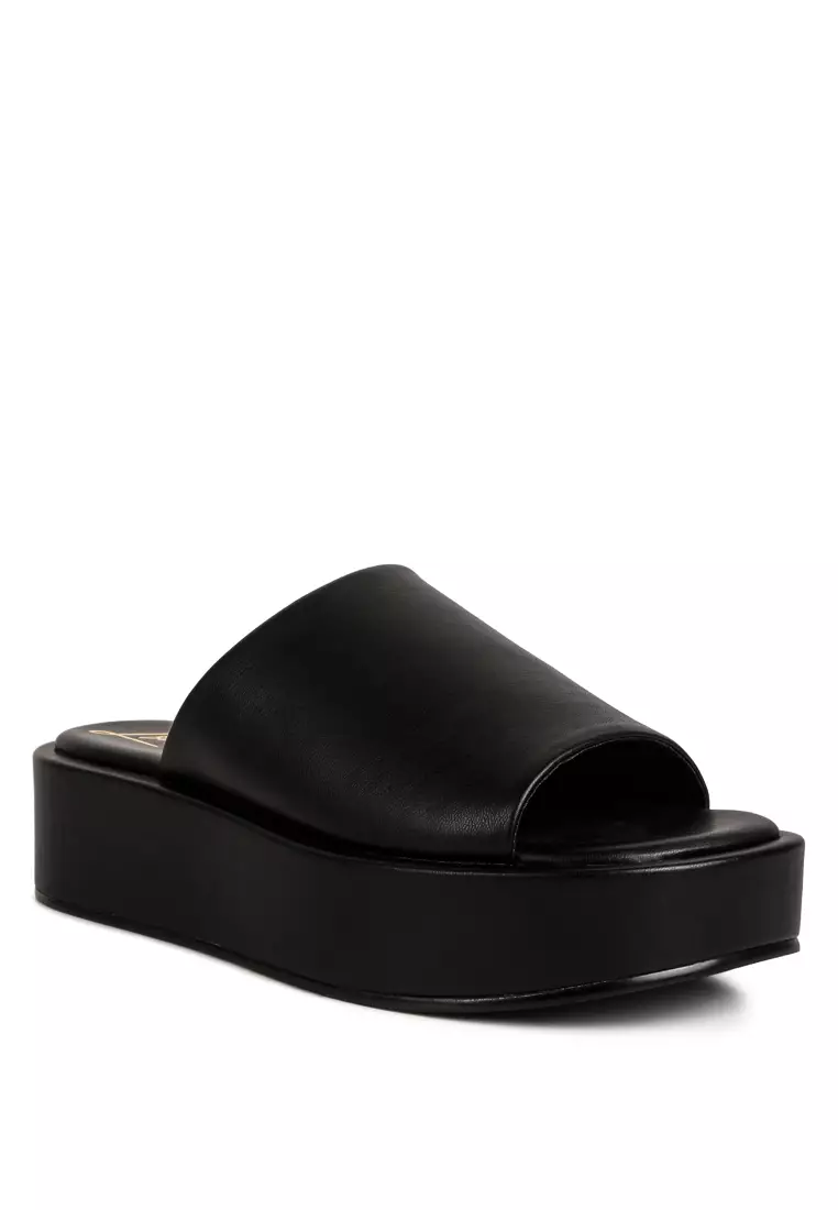 Black flatform sliders discount