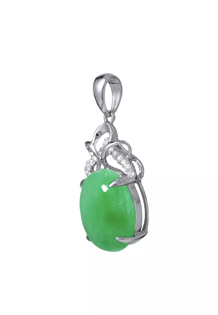 TOMEI Jade Pendant, White Gold 750