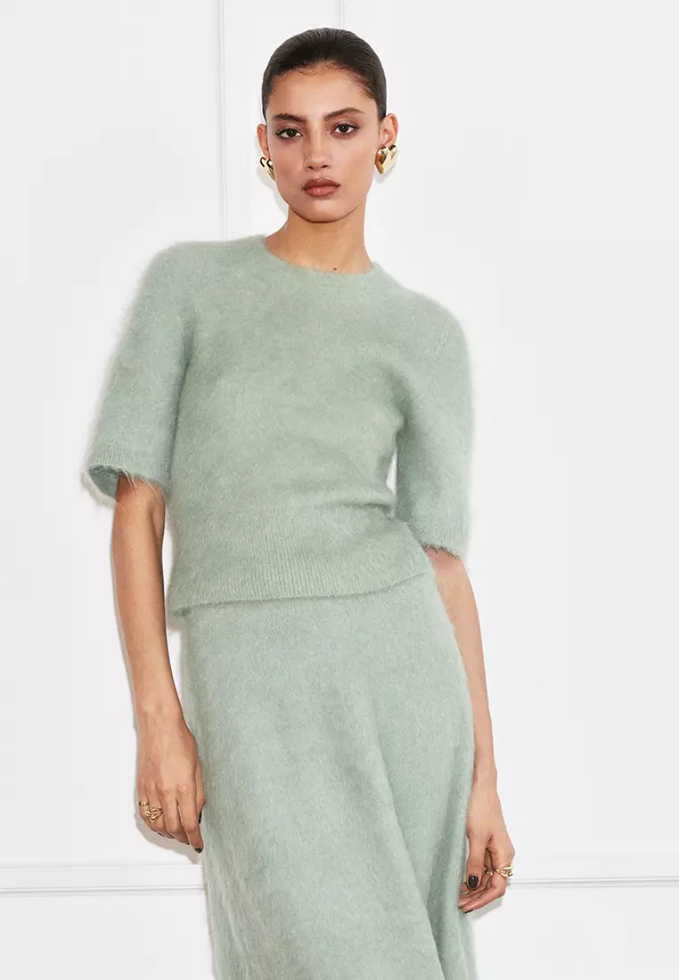 Brushed-Knit a-Line Maxi Skirt