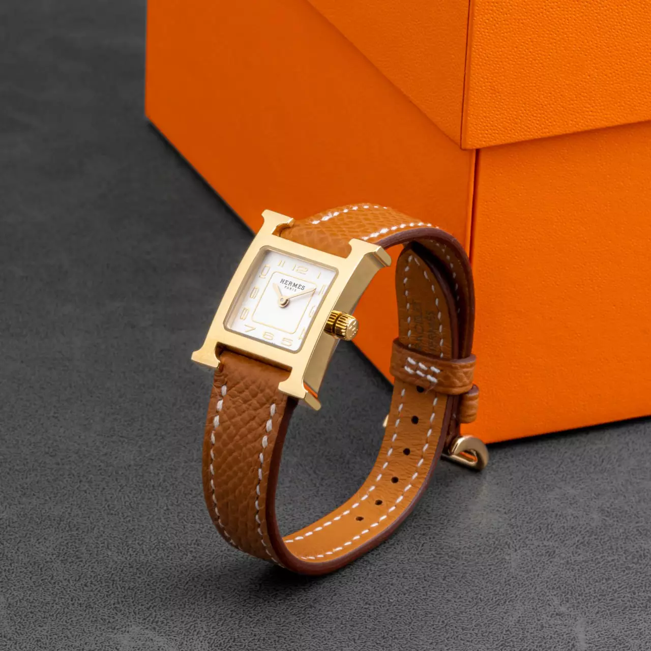 H-Hour Watch Mini Watch Epsom Gold Chestnut Ghw