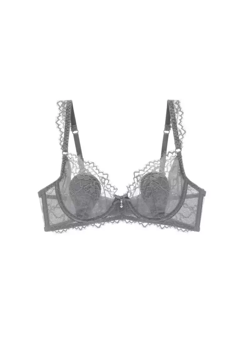 ZITIQUE Women's 3/4 Cup Ultra-thin Lace Lingerie Set (Bra And Panty) - Grey  2024, Buy ZITIQUE Online