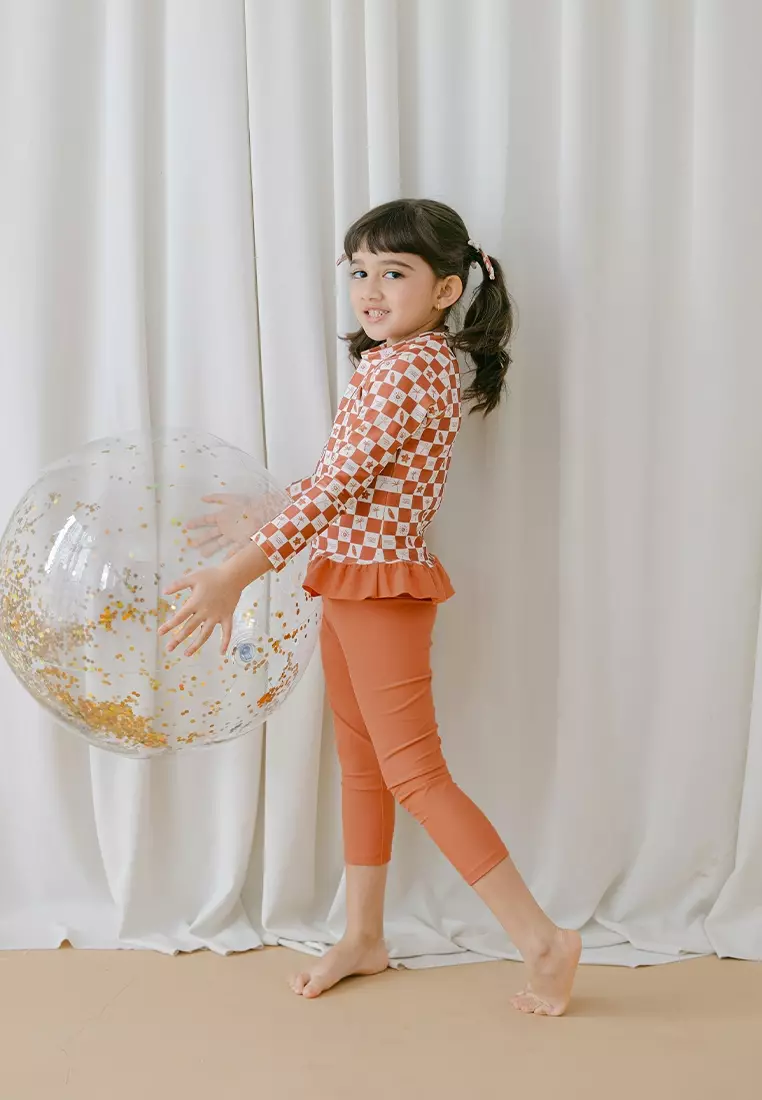 Soleil Girls Ruffles Two Pieces - Gingham Autumnal