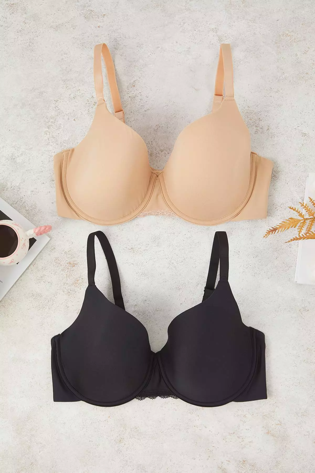 Black-Tan 2-Pack Underwire T-Shirt Bra Plus Size Bra Tbbaw26Cw00007