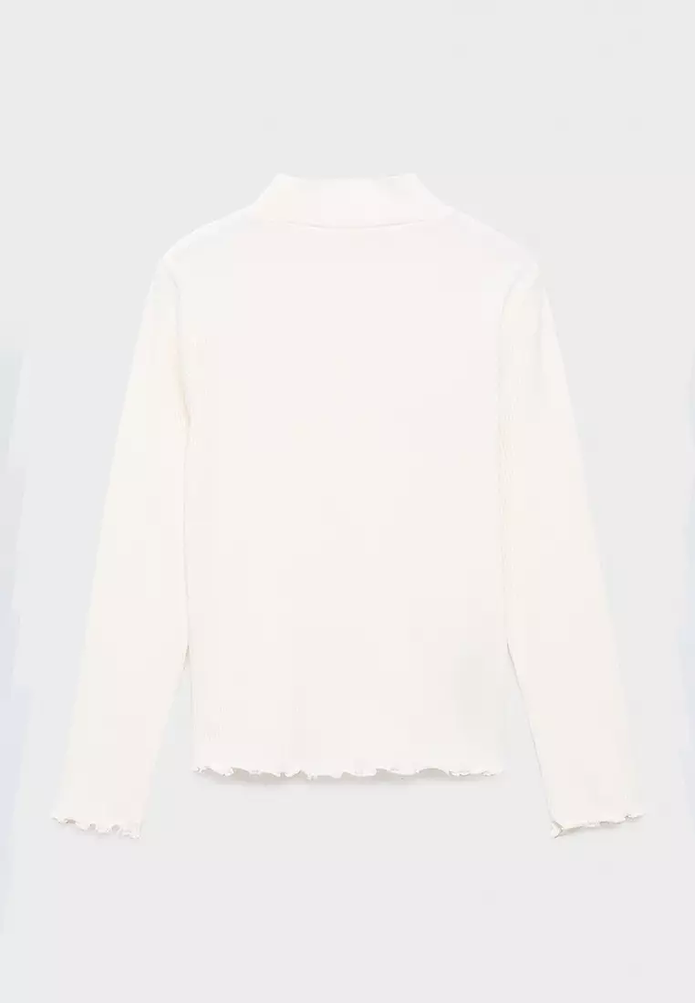 Ribbed High Neck T-Shirt