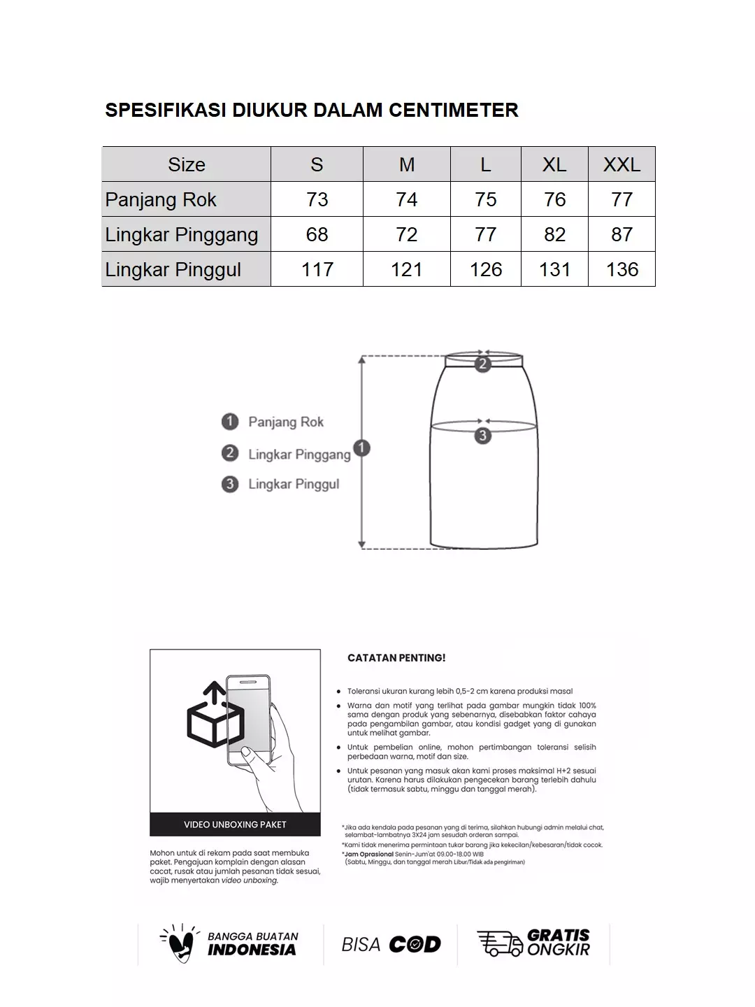 MINIMAL - Rhythm - Rok A Line Motif Bunga  - Off White Warna Offwhite