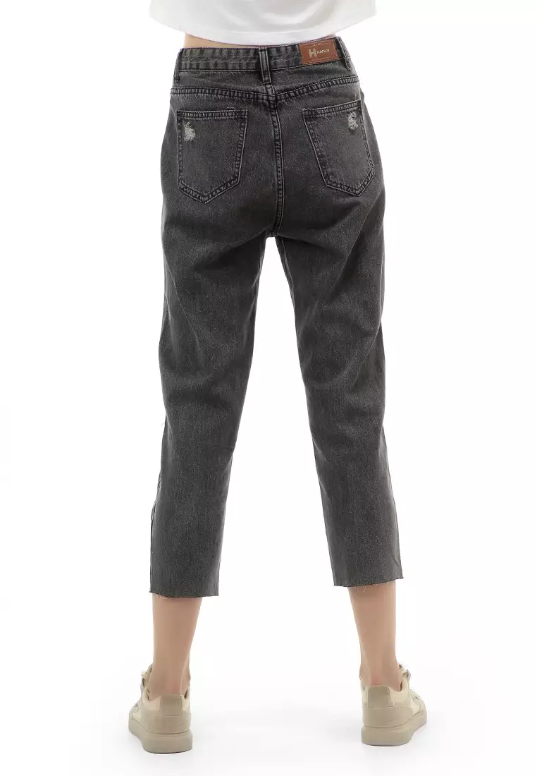 Jourel Long Pants Celana Panjang Boy Friend Ripped Jeans Wanita Material Denim ORIGINAL - Gray