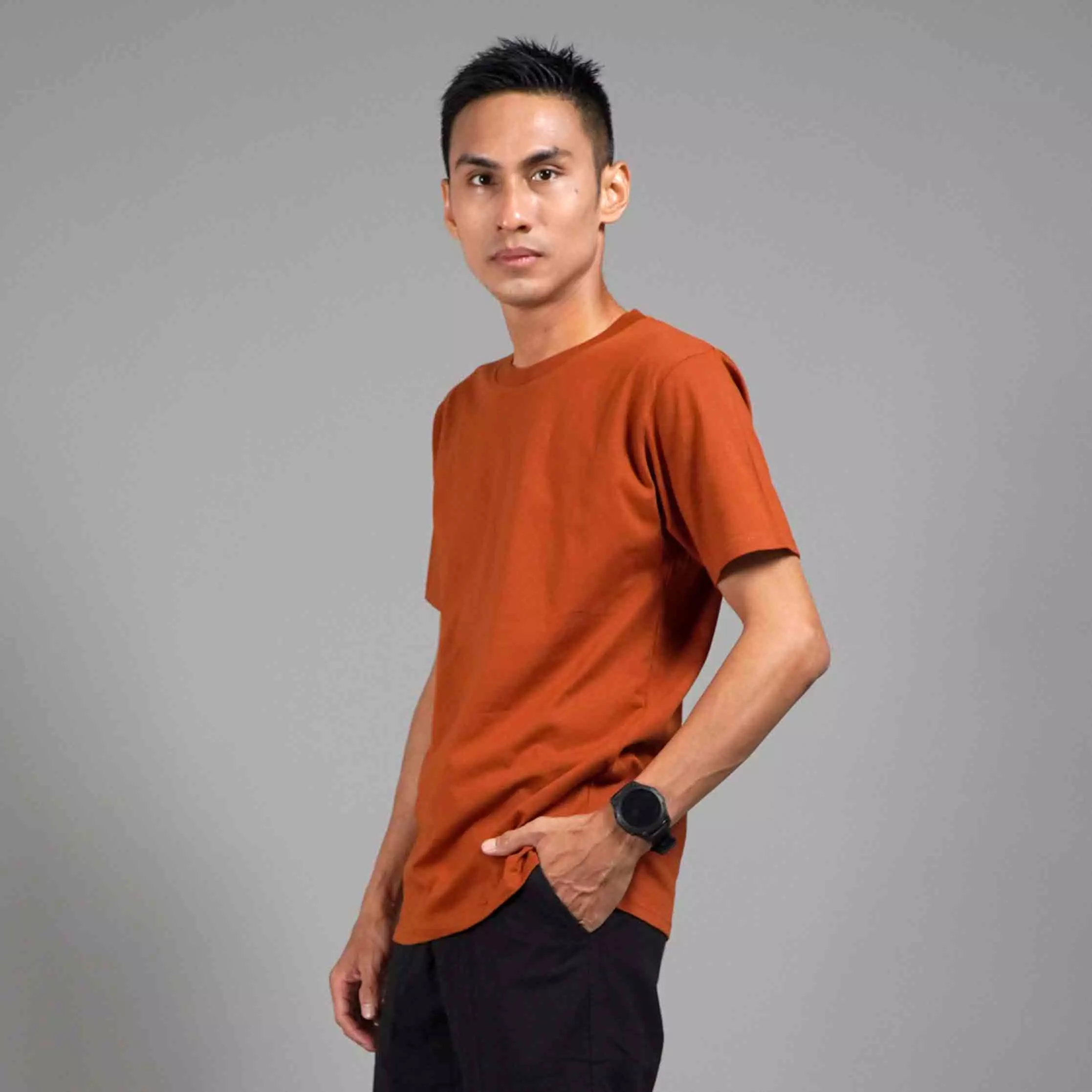 Kaos Polos Pria Lengan Pendek Basic Casual TShirt Cotton - Coral