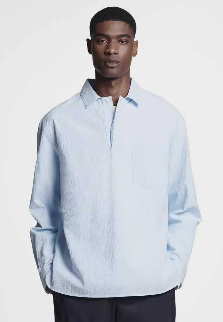 Buy COS Cotton-Seersucker Popover Shirt 2025 Online | ZALORA