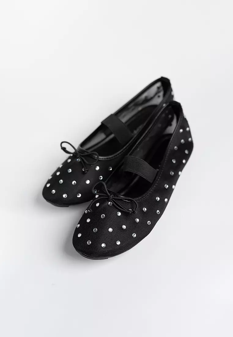 Glitter Mesh Ballerina Flats