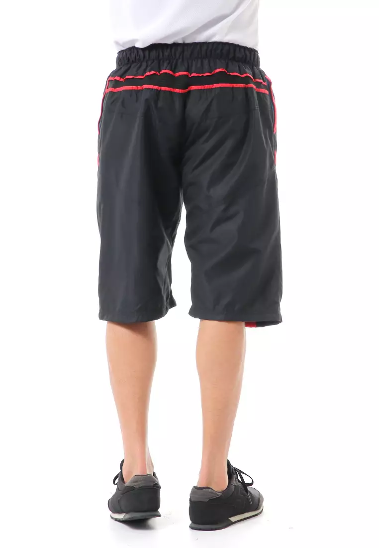 Grissham Celana Pendek Pria Short Pants Kasual Motif List Material Parasut ORIGINAL - Black