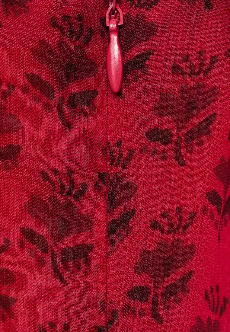 Floral-Print Chiffon Dress