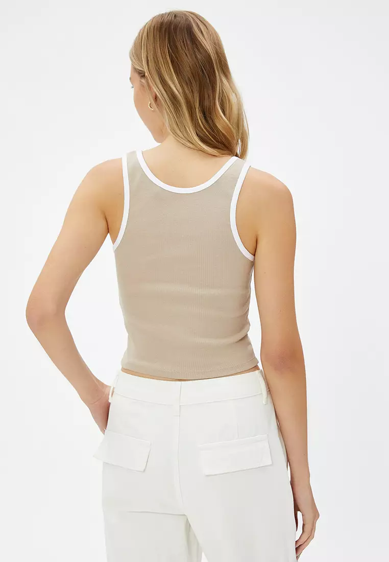 Slogan Printed Ribbed Top