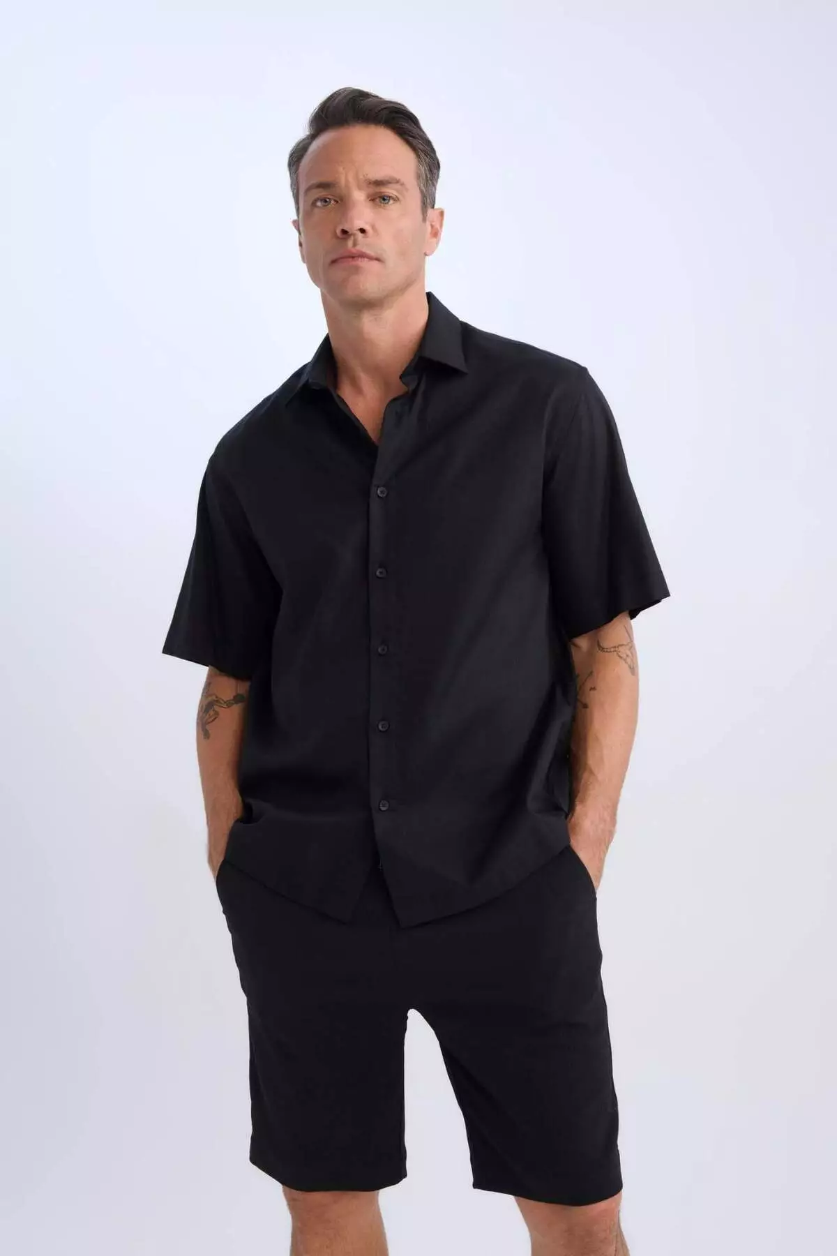 Regular Fit Waist Lace-Up Textured Bermuda Shorts D9451Ax25Sp