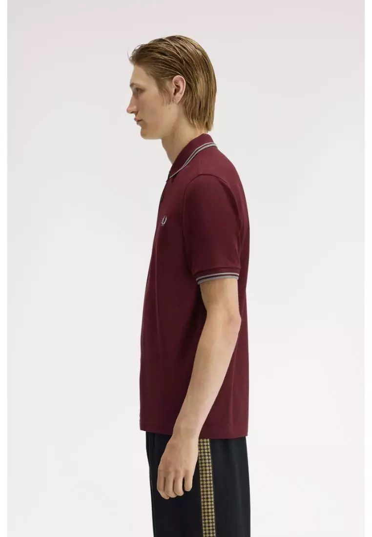 Fred Perry M3600 Twin Tipped Fred Perry Shirt (Oxblood / Stockport Blue / Stockport Blue)