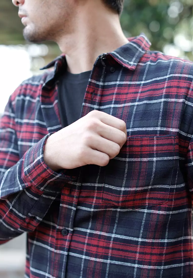 OXCON Extra Comfort Authentic Flannel Shirt Black Red