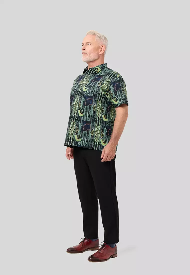 Nusantara Modern Fit Fabric Patches in Black Aqua