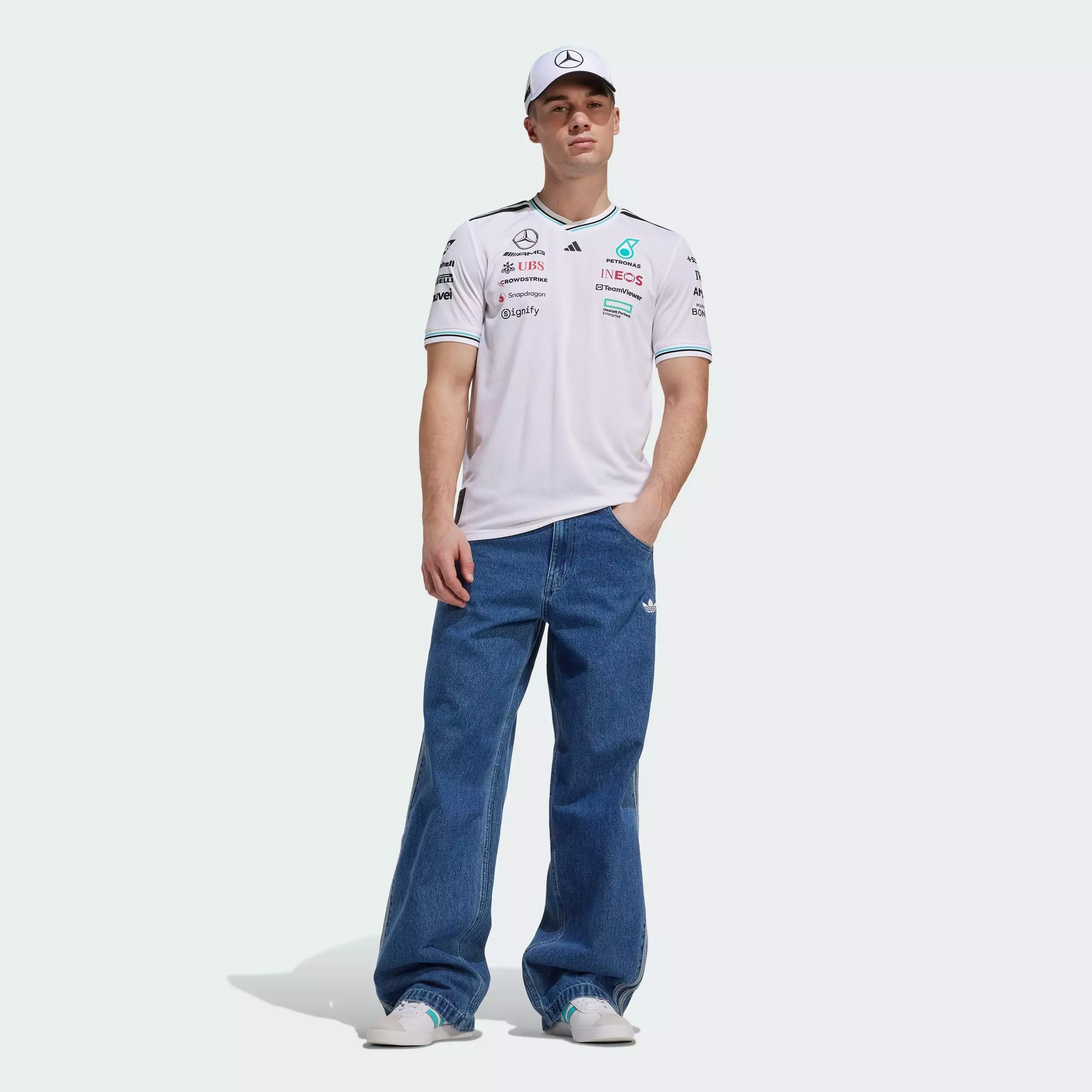 Motorsport MERCEDES - AMG PETRONAS FORMULA ONE TEAM DRIVER JERSEY AUTHENTIC Men White JX5795
