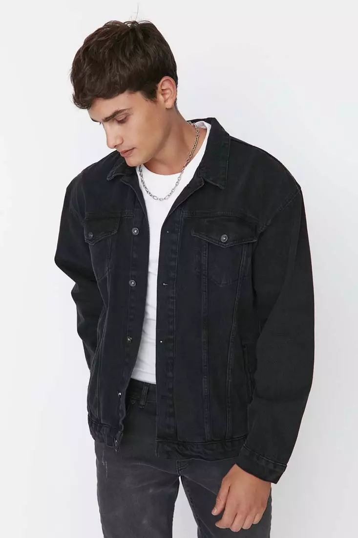 Mens black denim blazer discount