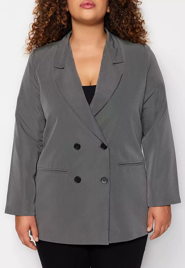 Plus Size Double Breasted Blazer