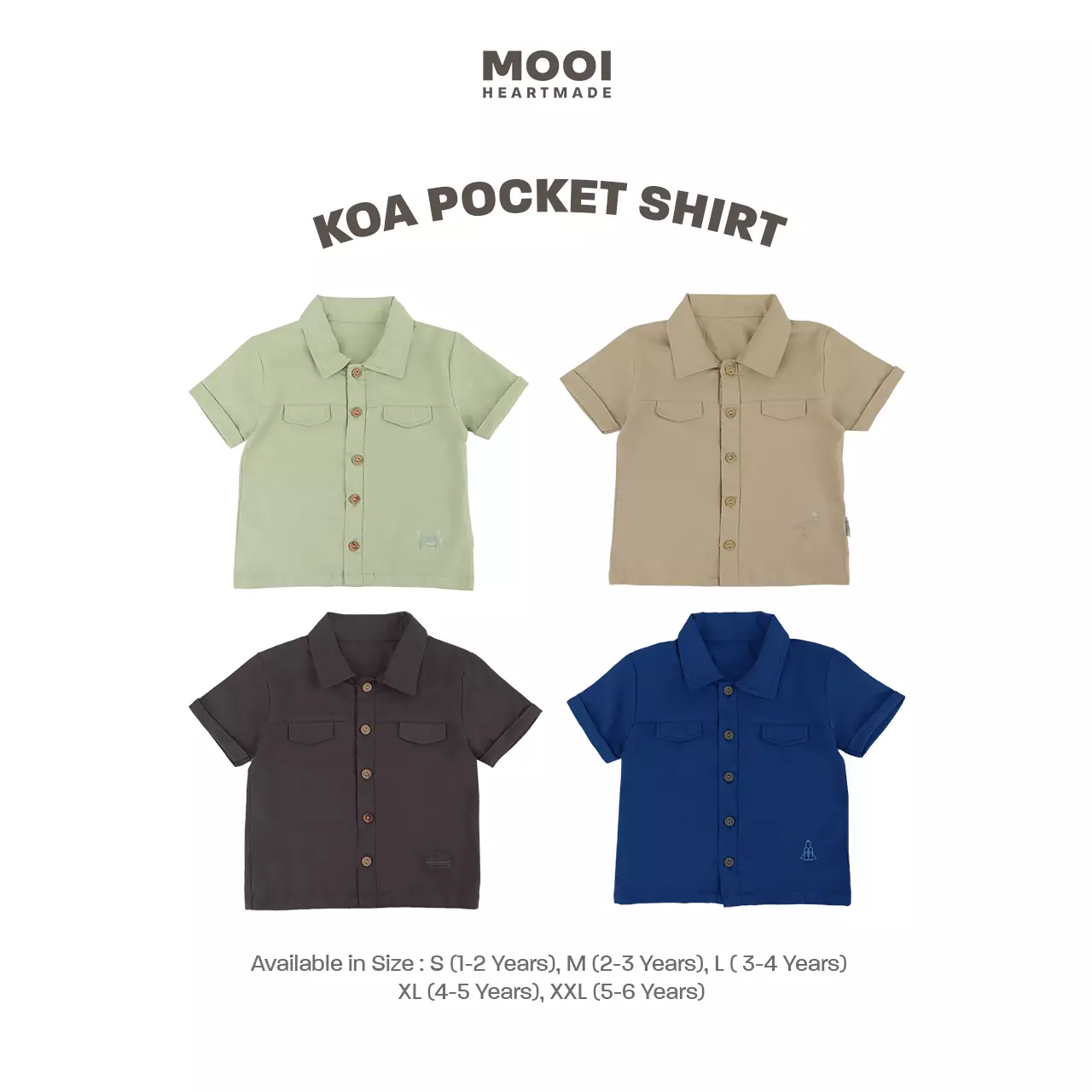 Mooi Kemeja Anak Laki-laki Koa Shirt - Khaki