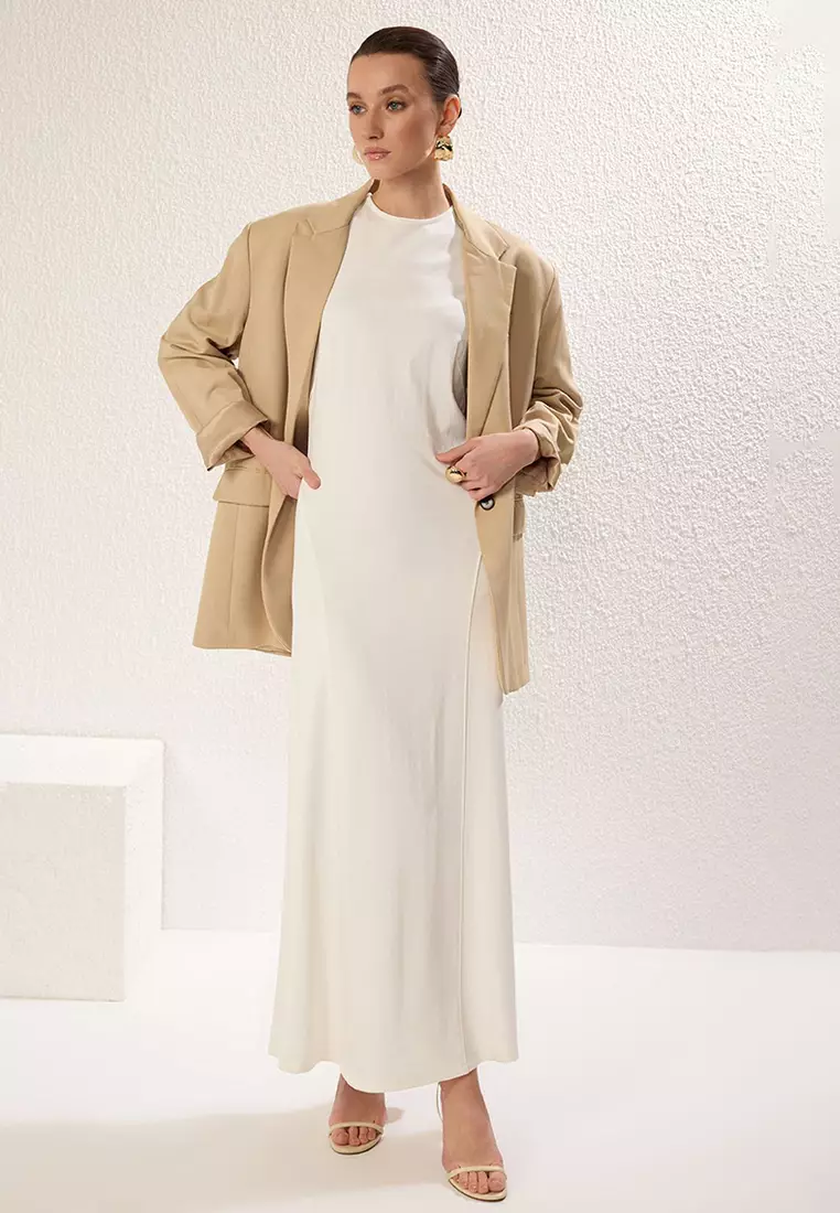 Ecru Knitting Lining/Inner Lining Dress Tctss25Eb00045