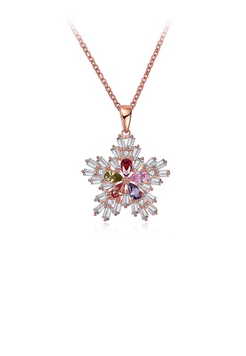 Glamorousky Fashion Snowflake Pendant with White Austrian Element Crystal and Necklace 24115 
