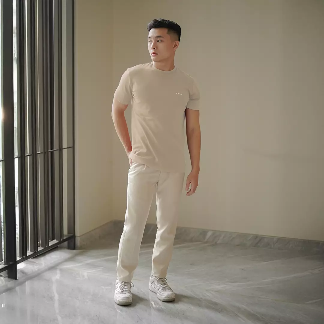 Kale JUNO BEIGE/ Cotton Cloudy / Atasan Kaos Pria / Kaos Basic Pria