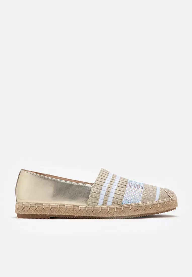 Discount on Pazzion  shoes - SKU: Piper Striped Knit Espadrilles Gold