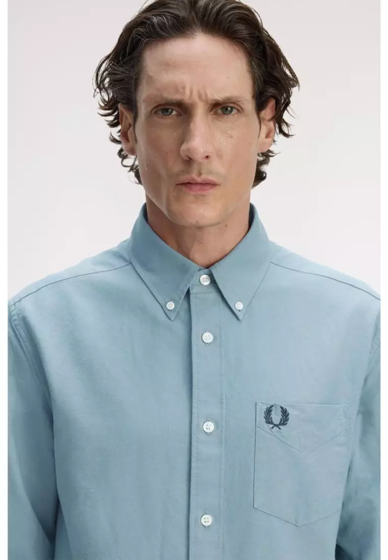 Fred Perry M5516 Long-Sleeve Oxford Shirt (Stockport Blue)