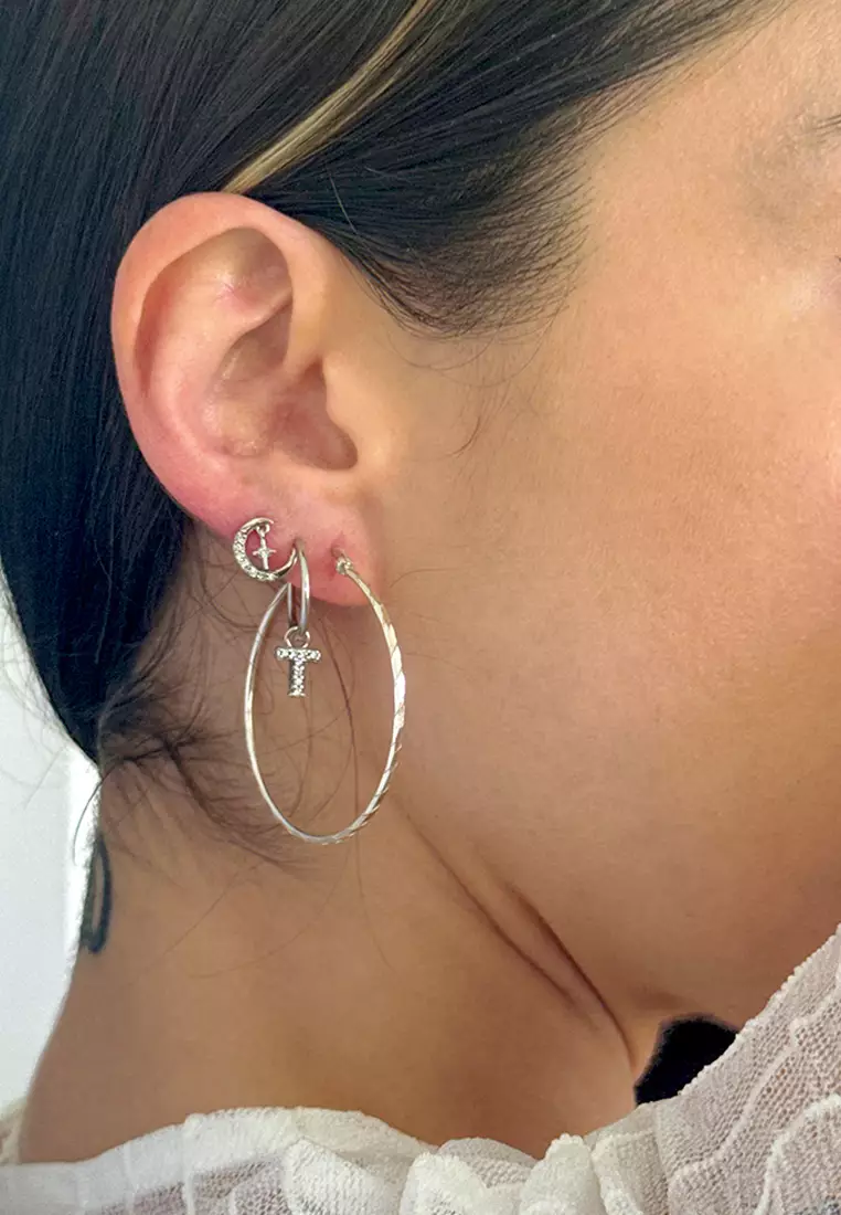 Solid 925 Sterling Silver Sophia Hoop Earrings