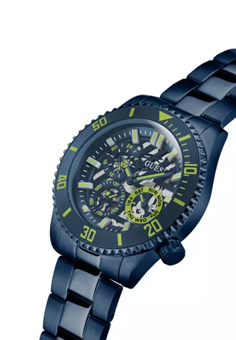 Guess Axle Multifunction Navy Blue Dial Blue Steel Strap Watch For Men - GW0488G4