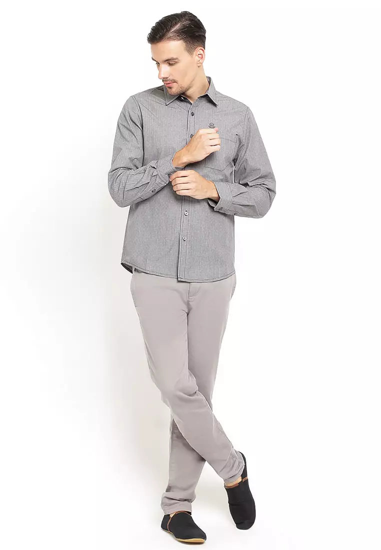 Johnwin - Kemeja Casual - Kemeja Lengan Panjang - Kemeja Pria - Soft Grey - ASH.670.S871.648.C L/S