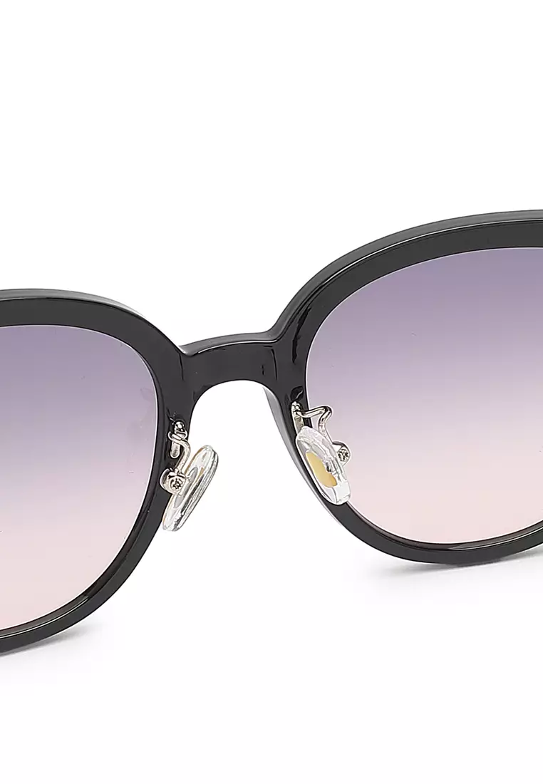 Unisex Fashion Sunglasses - Glossy Black / Grey Light Pink