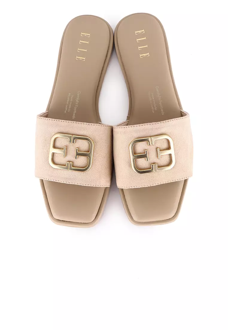 Lea Faux Suede Comfy Fit Footbed Microfiber Leather Sandals