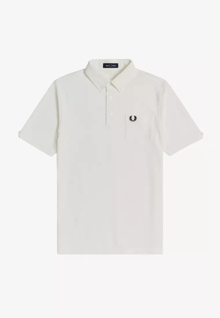 All white sale button down polo