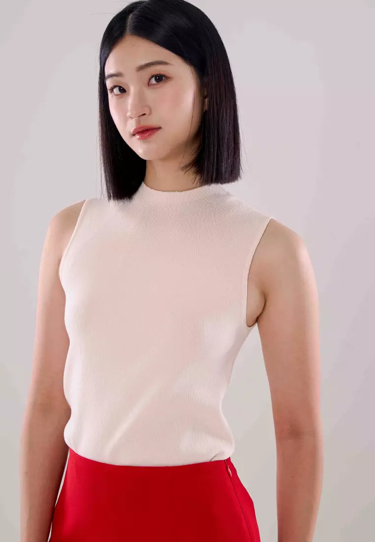 Mock neck knit top discount