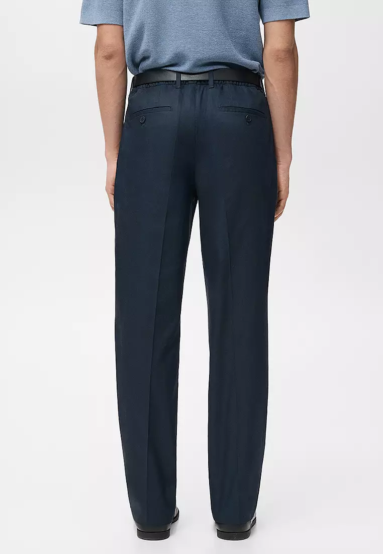 Regular-Fit Pleated Flowy Trousers