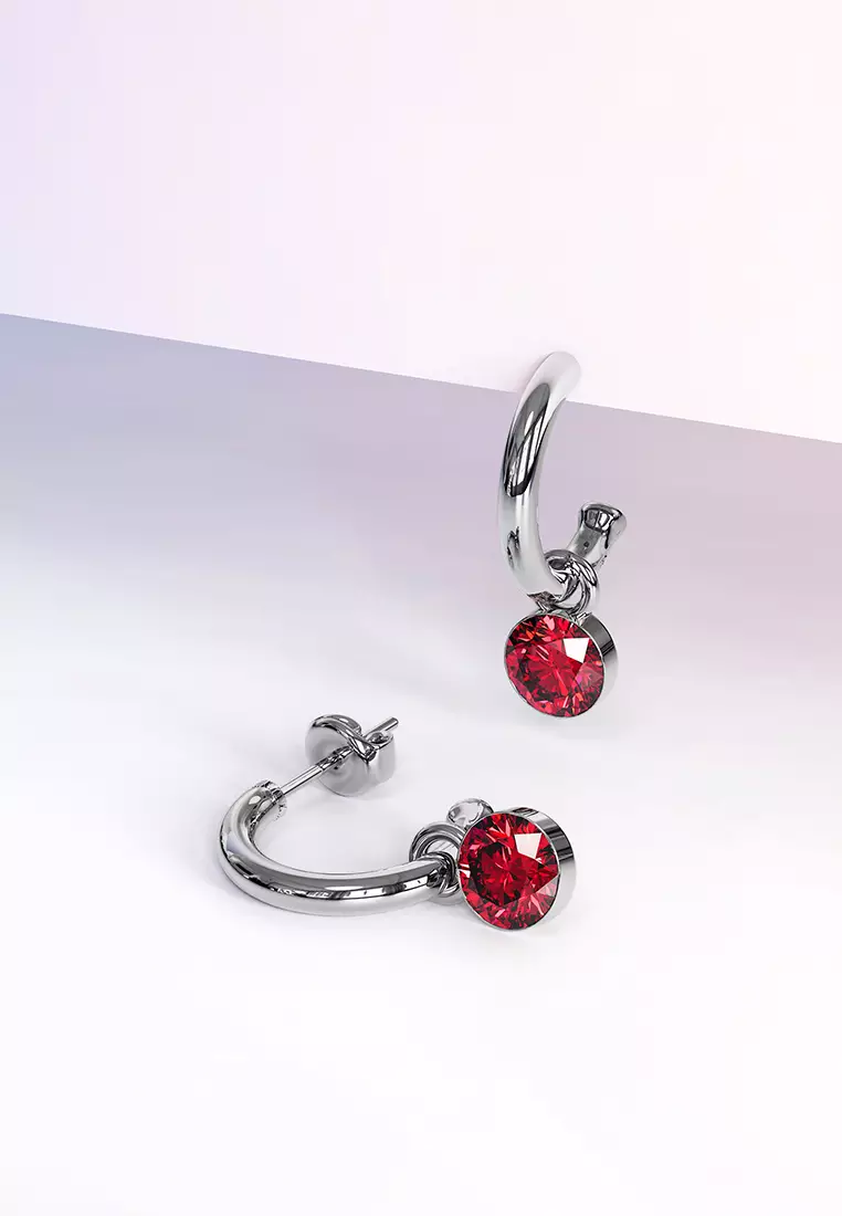 Colette Earrings Embellished with SWAROVSKI® crystals-White Gold/Red