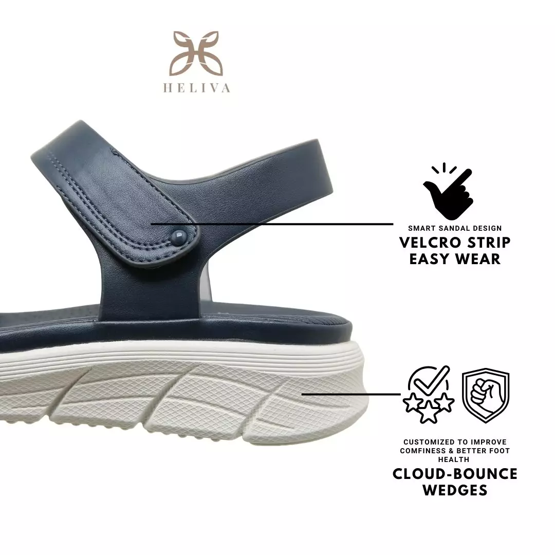 Heliva Novela Sandal Wedges Strap Knitted Ankle Wrap Sol 4cm