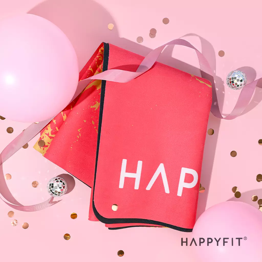 HAPPYFIT Travel Suede 1,5mm Yoga Mat Pink Marble