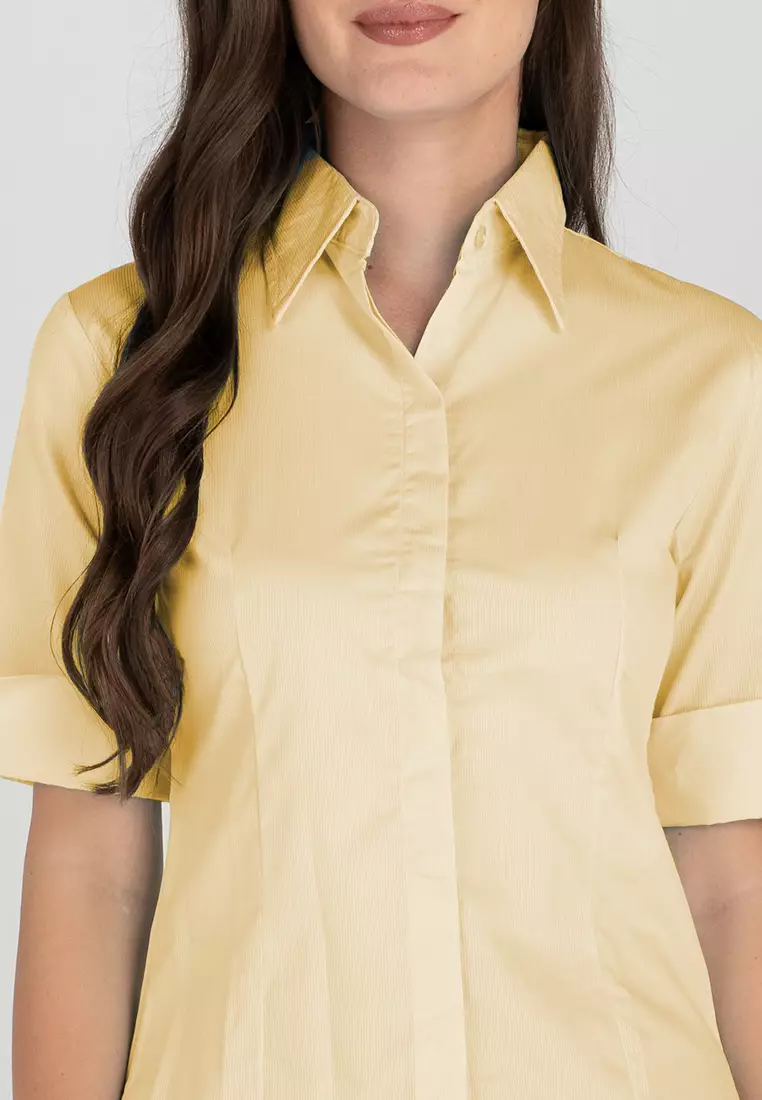 Diana 3/4 Sleeve Pinstripe Button Down Office Blouse