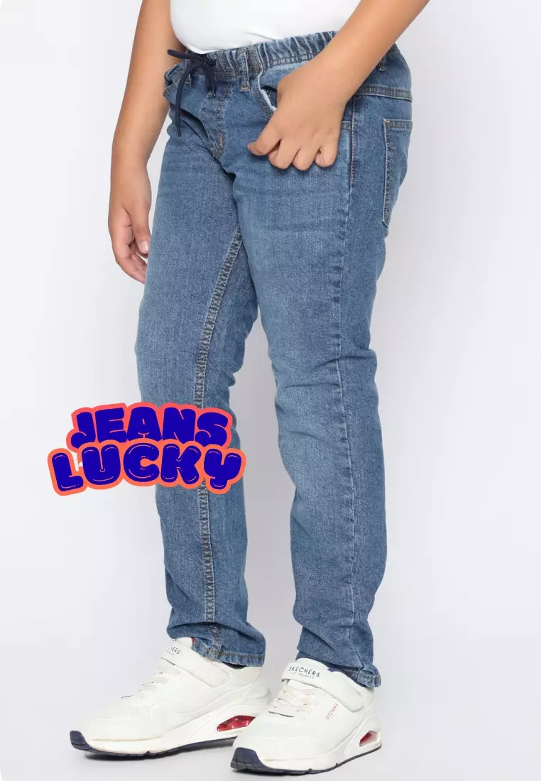 Celana Panjang Anak Laki & Perempuan Jeans Lucky Mid Blue
