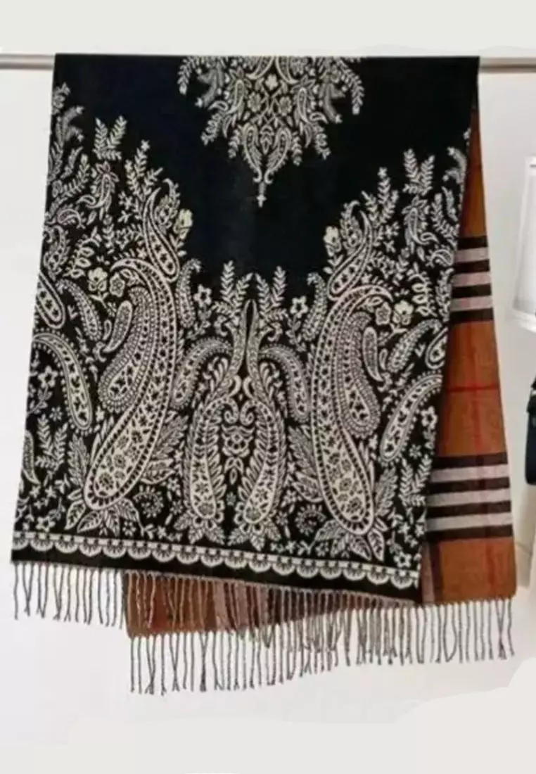 Jual San Marco Syal Wanita Reversible Paisley Pattern & Checks Cashmere ...